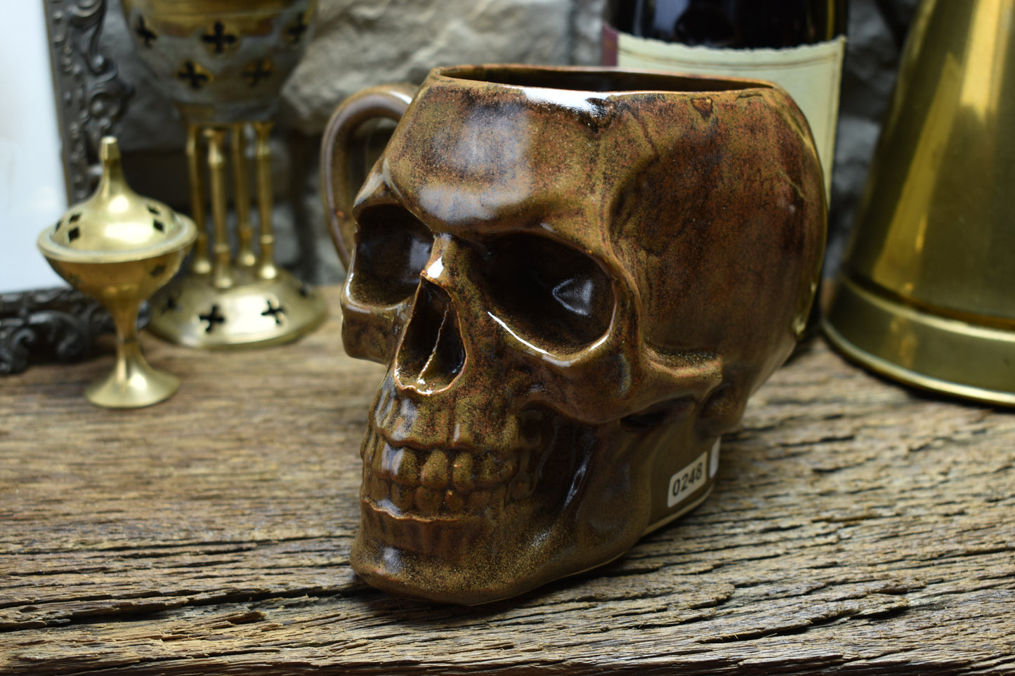Skull mug Large brown effect glaze