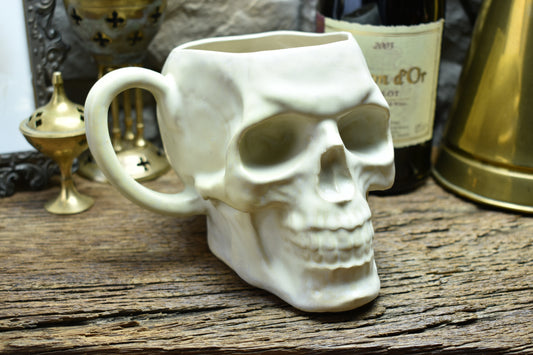 Skull mug Large white matt glaze
