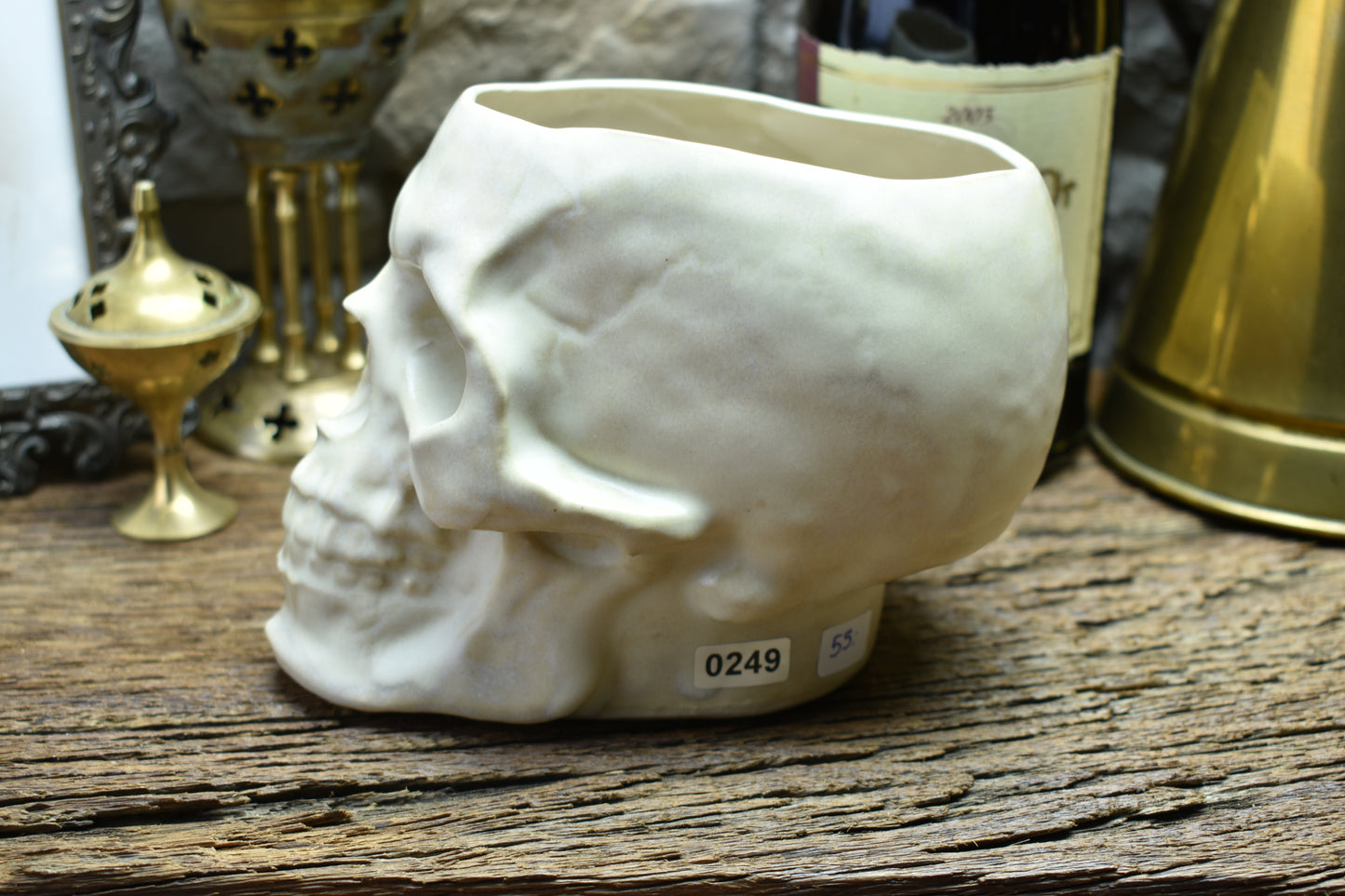 Skull mug Large white matt glaze