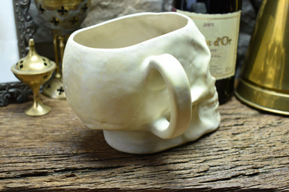 Skull mug Large white matt glaze