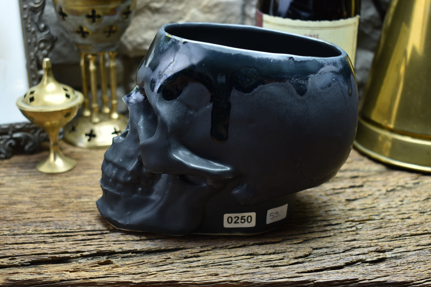 Skull mug Large matt black and shiny effect glaze