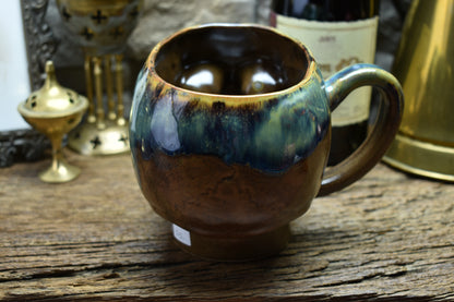 Skull mug Large brown and green/blue effect glaze