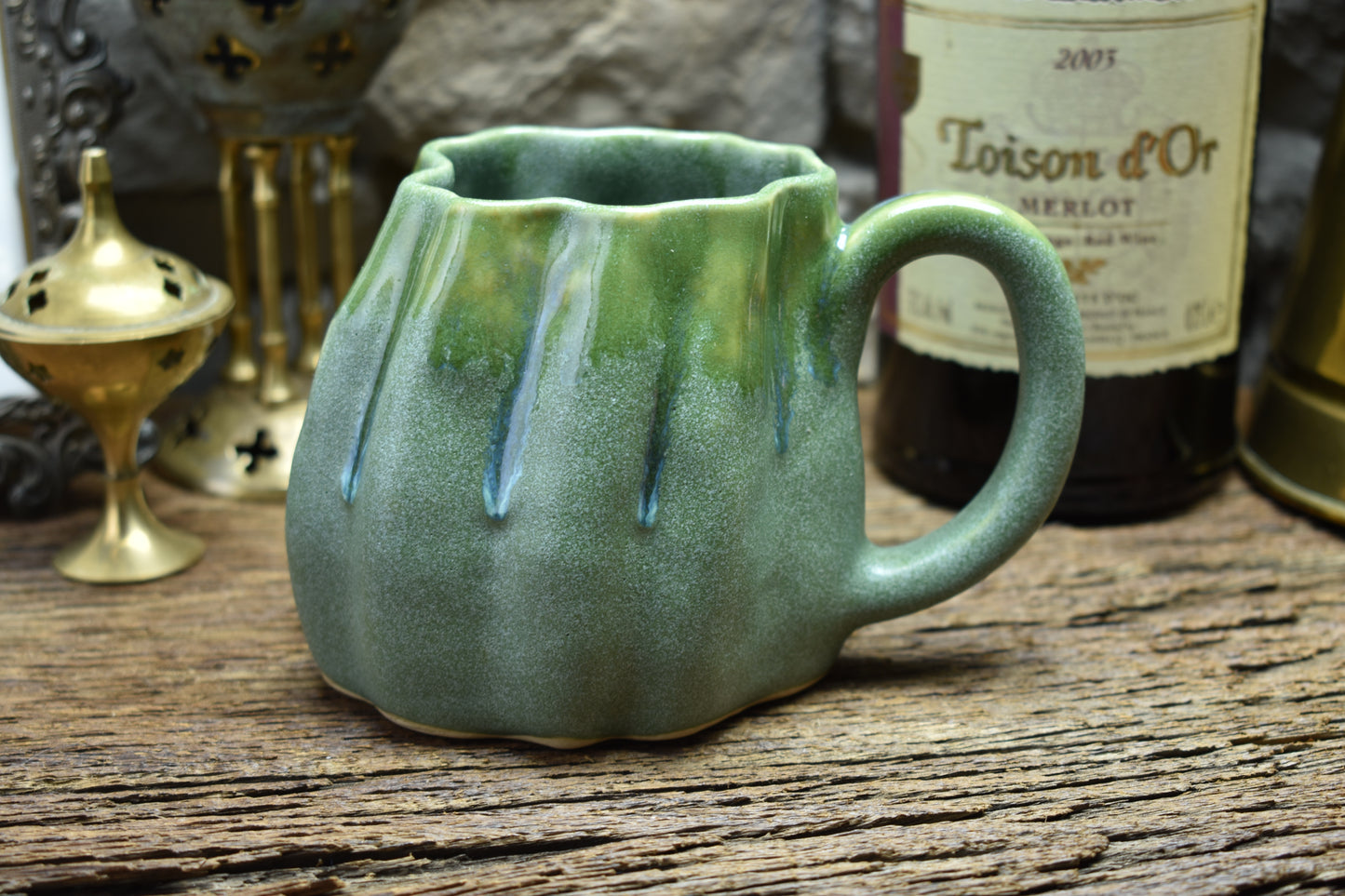 Pumpkin mug green effect glaze 1