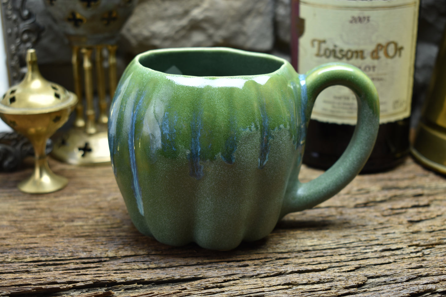Pumpkin mug green effect glaze 2