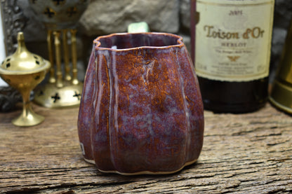 Pumpkin mug purple/bordeaux effect glaze
