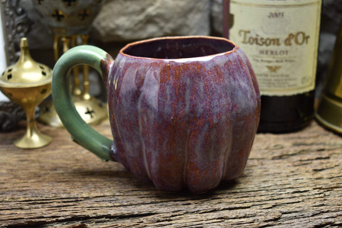 Pumpkin mug purple/bordeaux effect glaze 2