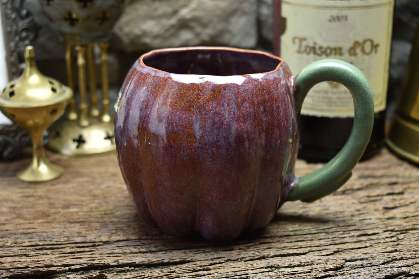 Pumpkin mug purple/bordeaux effect glaze 2
