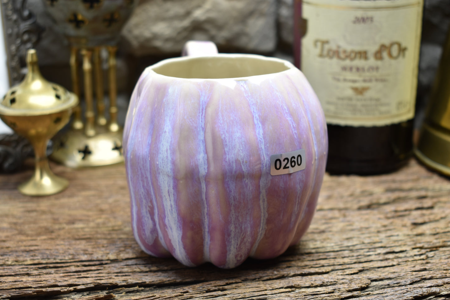 Pumpkin mug lilac effect glaze