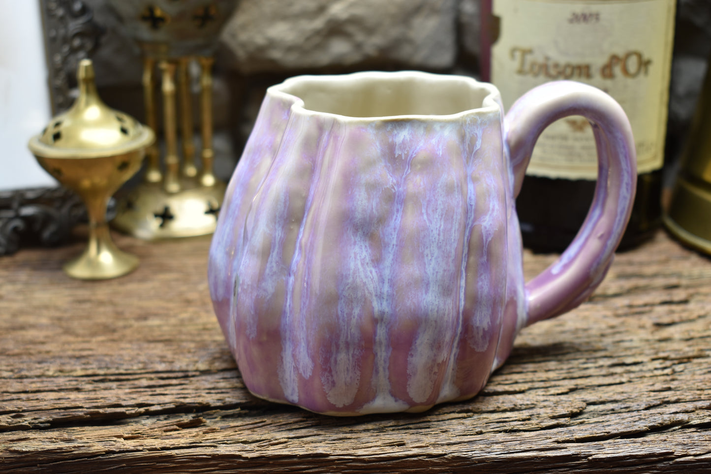 Pumpkin mug lilac effect glaze 2