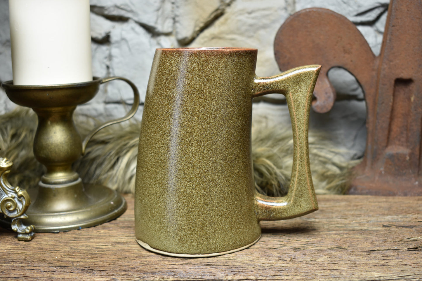 750ML Beer mug matt brown glaze 1