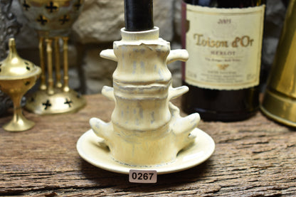 Spine candle holder small beige effect glaze