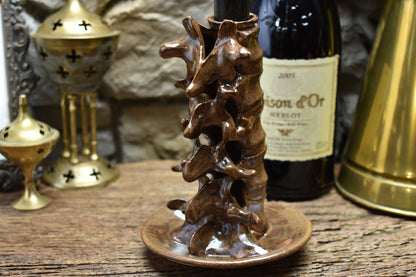 Spine candle holder medium brown