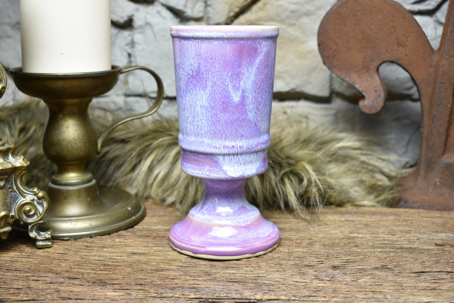 Handmade ceramic chalice 330ML with lilac effect glaze 2