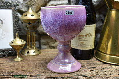 Handmade ceramic goblet - lilac effect glaze