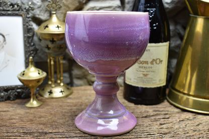 Handmade ceramic goblet - lilac effect glaze