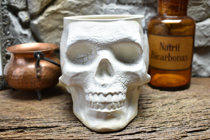 Big skull plantpot cracked white