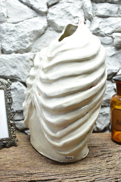 Handmade ribcage vase transparant and bloody effect glaze