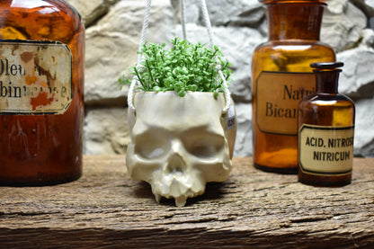 Small hanging skull plantpot white matt 2