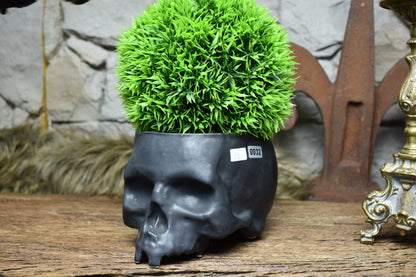 Medium size skull plantpot black matt