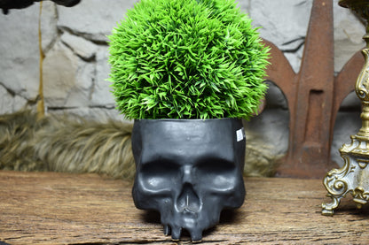 Medium size skull plantpot black matt