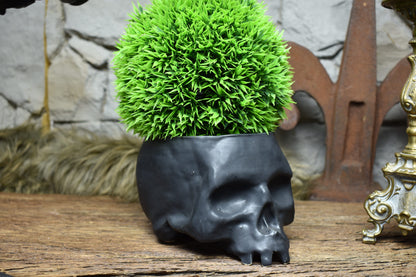 Medium size skull plantpot black matt