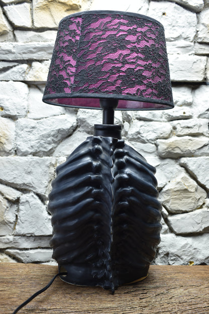 Handmade ceramic ribcage lamp black matt