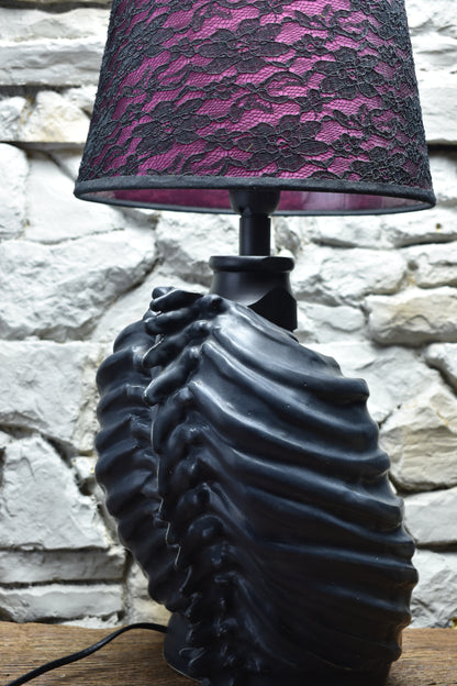 Handmade ceramic ribcage lamp black matt