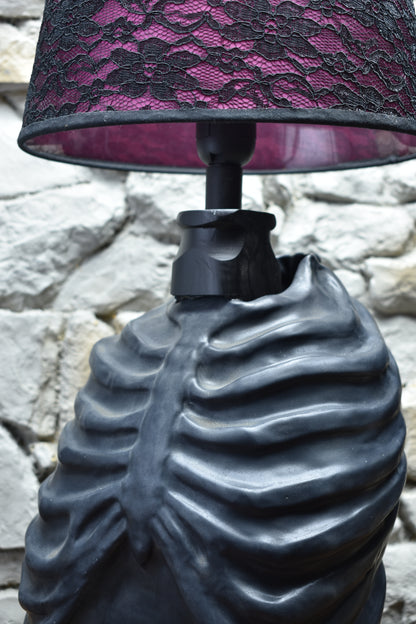 Handmade ceramic ribcage lamp black matt