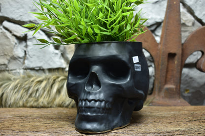 Big skull plantpot black matt - 2
