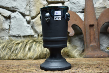 Handmade ceramic skull chalice 330ML with black matt and effect glaze