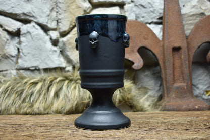 Handmade ceramic skull chalice 330ML with matt black and effect glaze 2