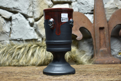 Handmade ceramic skull chalice 330ML with matt black and red glaze 2