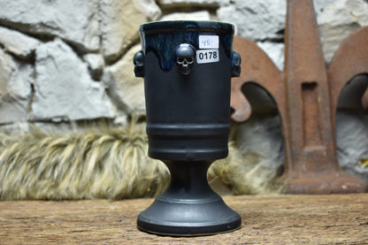 Handmade ceramic skull chalice 330ML with matt black and effect glaze 3