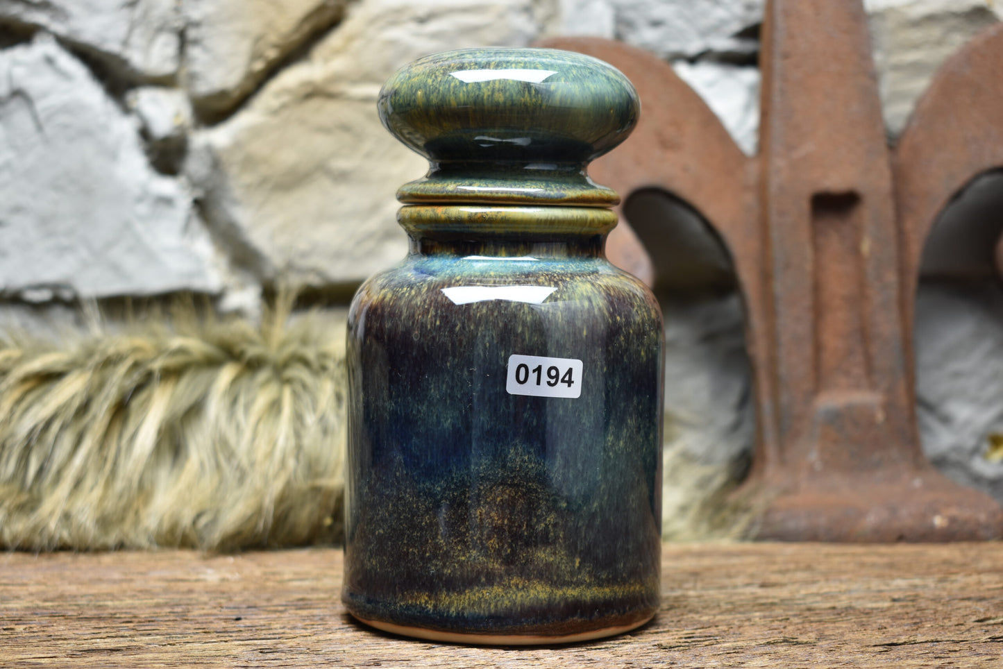Apothecary pot 16 cm - blue brown effect