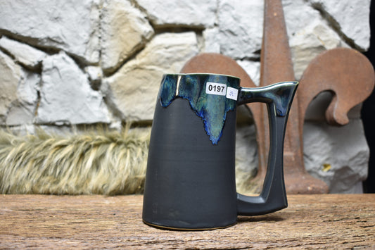 500ML Beer mug matt black and effect glaze