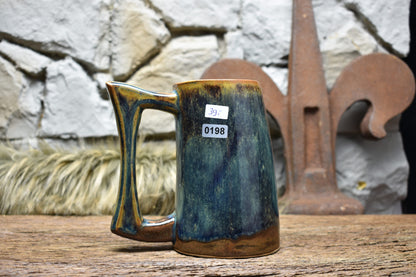 500ML Beer mug brown/blue effect glaze