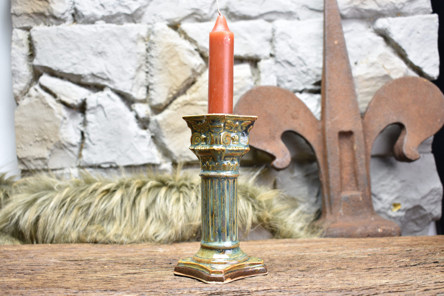 Handmade ceramic candle holder 13 cm