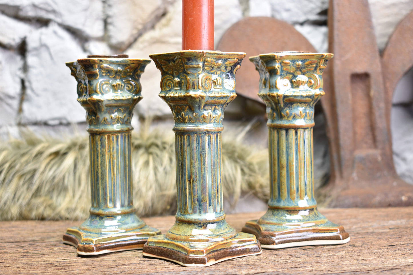 Handmade ceramic candle holder 13 cm