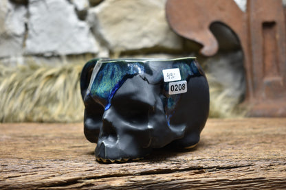 Skull mug black matt and effect glaze
