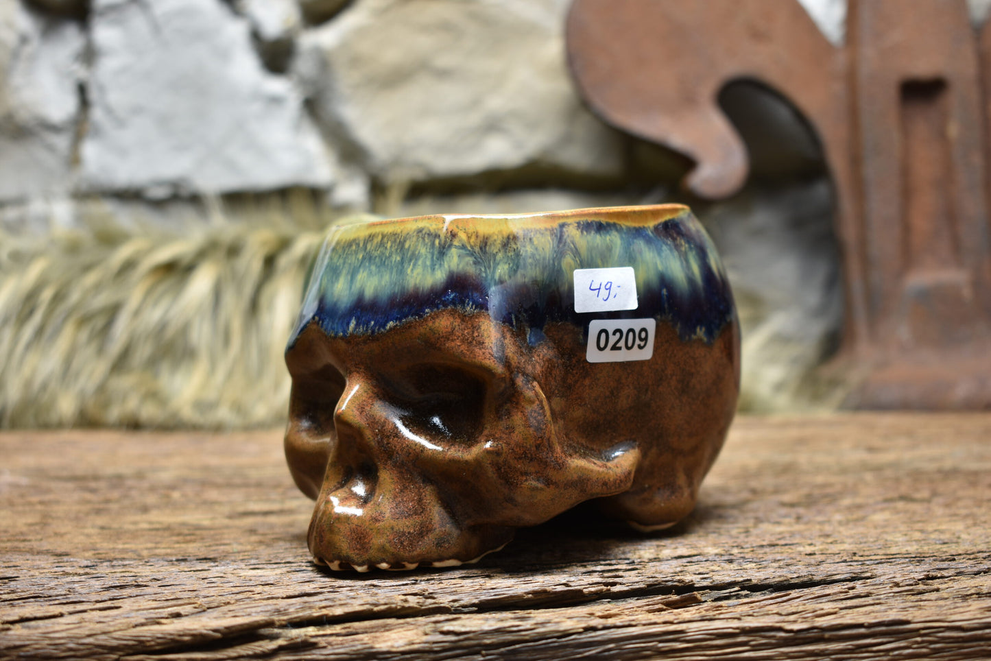 Skull mug brown and effect glaze 2