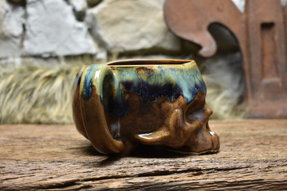 Skull mug brown and effect glaze 2