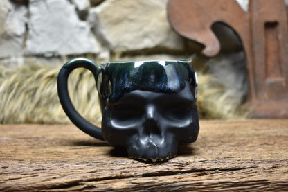 Skull mug black matt and effect glaze 2
