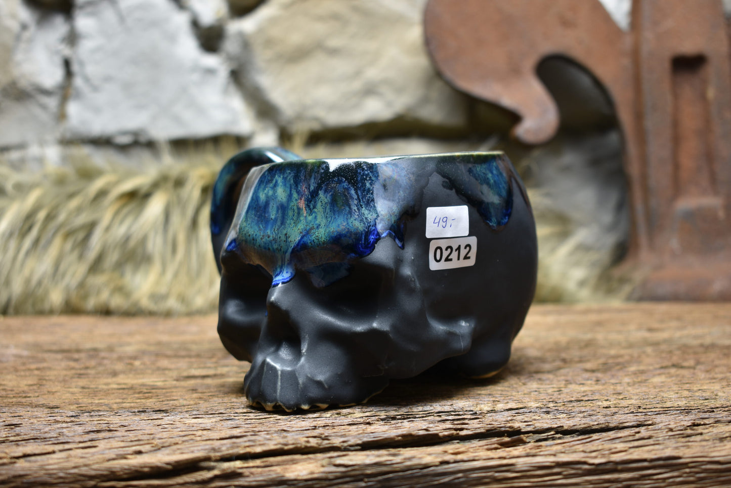 Skull mug black matt and effect glaze 3