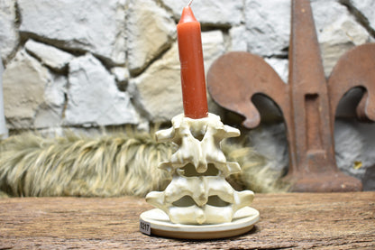 Handmade ceramic spine candle holder small white matt