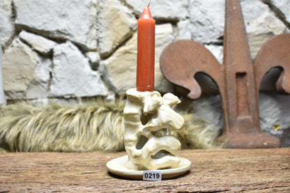 Handmade ceramic spine candle holder small white matt 2