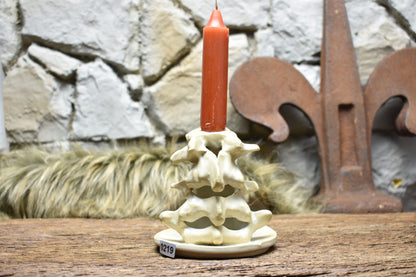Handmade ceramic spine candle holder small white matt 2