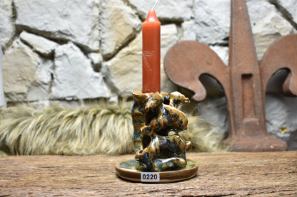 Handmade ceramic spine candle holder small blue/green/brown effect 3