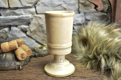 Handmade ceramic chalice beige effect glaze