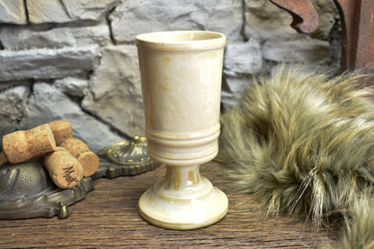Handmade ceramic chalice beige effect glaze