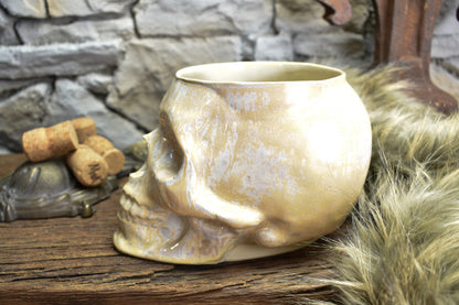 Big skull plantpot beige effect